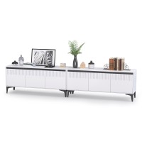 КР100 Тумба под ТВ Муар 13.261.01 + 13.261.01, цвет ЛДСП белый шагрень/МДФ белый глянец, ШхГхВ 273,6х40х59 см., универсальная сборка