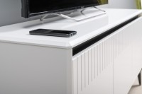 КР100 Тумба под ТВ Муар 13.261.01 + 13.261.01, цвет ЛДСП белый шагрень/МДФ белый глянец, ШхГхВ 273,6х40х59 см., универсальная сборка