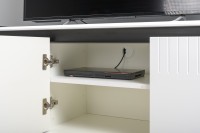 КР100 Тумба под ТВ Муар 13.261.01 + 13.261.01, цвет ЛДСП белый шагрень/МДФ белый глянец, ШхГхВ 273,6х40х59 см., универсальная сборка