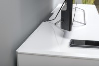 КР100 Тумба под ТВ Муар 13.261.01 + 13.261.01, цвет ЛДСП белый шагрень/МДФ белый глянец, ШхГхВ 273,6х40х59 см., универсальная сборка