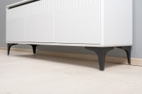 КР100 Тумба под ТВ Муар 13.261.01 + 13.261.01, цвет ЛДСП белый шагрень/МДФ белый глянец, ШхГхВ 273,6х40х59 см., универсальная сборка