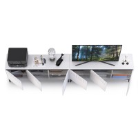 КР100 Тумба под ТВ Муар 13.261.01 + 13.261.01, цвет ЛДСП белый шагрень/МДФ белый глянец, ШхГхВ 273,6х40х59 см., универсальная сборка