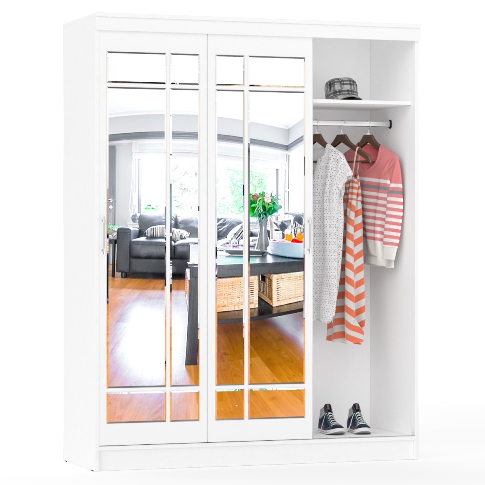 Шкаф-купе СВК-1700, цвет белый, ШхГхВ 170х61х220 см.