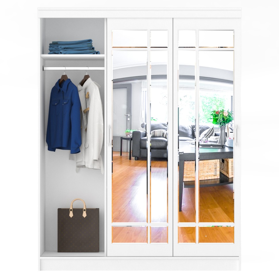 Шкаф-купе СВК-1700, цвет белый, ШхГхВ 170х61х220 см.