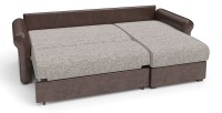Диван угловой Рейн дельфин серая рогожка+коричневая экокожа