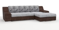 Угловой диван Мидгард Люкс экокожа коричневый + рогожка серый + зебра