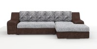 Угловой диван Мидгард Люкс экокожа коричневый + рогожка серый + зебра