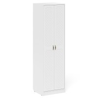 Прихожая П-6 Компоновка № 29, цвет белая шагрень/фасады МДФ белое дерево фрезеровка ромб, ШхГхВ 140х50х210 см., универсальная сборка