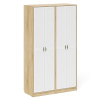 Прихожая П-6 Шкаф + Шкаф, цвет дуб сонома/фасады МДФ белое дерево фрезеровка ромб, ШхГхВ 120х50х210 см.