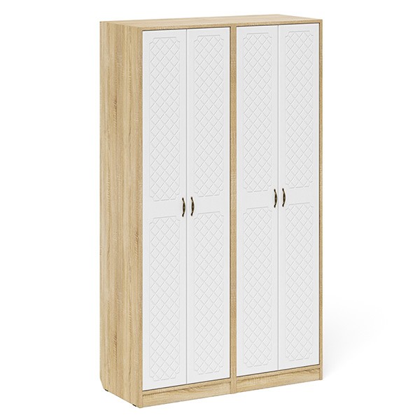Прихожая П-6 Шкаф + Шкаф, цвет дуб сонома/фасады МДФ белое дерево фрезеровка ромб, ШхГхВ 120х50х210 см.