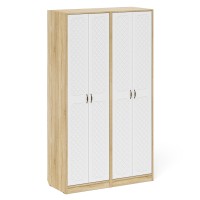 Прихожая П-6 Шкаф + Шкаф, цвет дуб сонома/фасады МДФ белое дерево фрезеровка ромб, ШхГхВ 120х50х210 см.