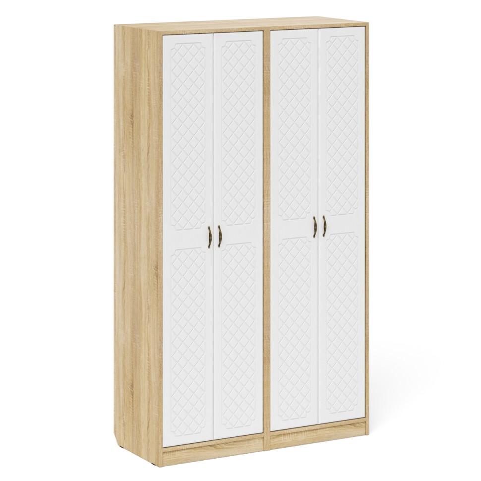 Прихожая П-6 Шкаф + Шкаф, цвет дуб сонома/фасады МДФ белое дерево фрезеровка ромб, ШхГхВ 120х50х210 см.