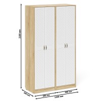 Прихожая П-6 Шкаф + Шкаф, цвет дуб сонома/фасады МДФ белое дерево фрезеровка ромб, ШхГхВ 120х50х210 см.