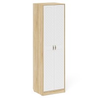 Прихожая П-6 Шкаф + Шкаф, цвет дуб сонома/фасады МДФ белое дерево фрезеровка ромб, ШхГхВ 120х50х210 см.