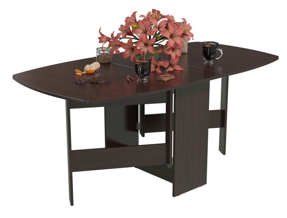 Стол-книжка раскладной 1-65ТМ1вн., цвет венге, ШхГхВ 170х90х74 см., 30х90х74 см. сложенный