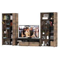 Трувор Гостиная 076, цвет дуб гранж песочный/интра, ШхГхВ 335,8х45,4х106,9 см., универсальная сборка