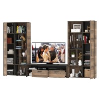 Трувор Гостиная 076, цвет дуб гранж песочный/интра, ШхГхВ 335,8х45,4х106,9 см., универсальная сборка