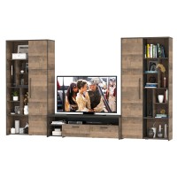 Трувор Гостиная 076, цвет дуб гранж песочный/интра, ШхГхВ 335,8х45,4х106,9 см., универсальная сборка