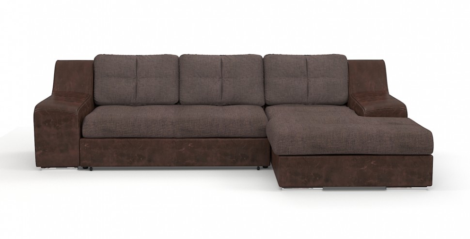 Угловой диван Мидгард Люкс экокожа коричневый + рогожка коричневый