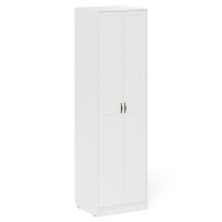 Прихожая П-6 Шкаф, цвет белая шагрень/фасады МДФ белое дерево фрезеровка прованс, ШхГхВ 60х50х210 см.