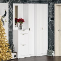 Прихожая П-6 Шкаф, цвет белая шагрень/фасады МДФ белое дерево фрезеровка прованс, ШхГхВ 60х50х210 см.