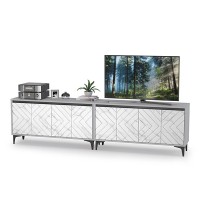 СНЯТО Тумба под ТВ Муар 13.261.02 + 13.261.02, цвет ЛДСП стальной серый/МДФ мрамор белый, ШхГхВ 273,6х40х71,8 см.