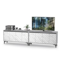 СНЯТО Тумба под ТВ Муар 13.261.02 + 13.261.02, цвет ЛДСП стальной серый/МДФ мрамор белый, ШхГхВ 273,6х40х71,8 см.