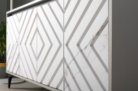 СНЯТО Тумба под ТВ Муар 13.261.02 + 13.261.02, цвет ЛДСП стальной серый/МДФ мрамор белый, ШхГхВ 273,6х40х71,8 см.