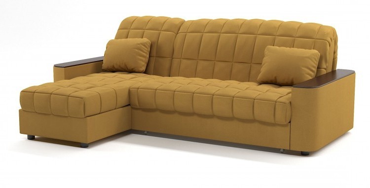 Диван угловой Даллас аккордеон желтый велюр