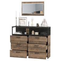 Трувор 13.307.02 Комод с ящиками + 13.307.02 Комод с ящиками + 15.30 Зеркало, цвет дуб гранж песочный/интра, ШхГхВ 132х37х195 см.