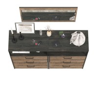 Трувор 13.307.02 Комод с ящиками + 13.307.02 Комод с ящиками + 15.30 Зеркало, цвет дуб гранж песочный/интра, ШхГхВ 132х37х195 см.