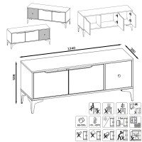 СНЯТО Тумба под ТВ Вайс 13.270.01, цвет корпус: дуб золотой/фасады: тёмно-серый/МДФ милк софт, ШхГхВ 124х38х50,6 см., универсальная сборка