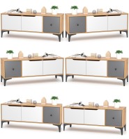 СНЯТО Тумба под ТВ Вайс 13.270.01, цвет корпус: дуб золотой/фасады: тёмно-серый/МДФ милк софт, ШхГхВ 124х38х50,6 см., универсальная сборка