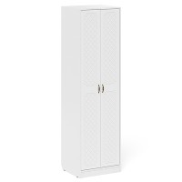 Прихожая П-6 Шкаф, цвет белая шагрень/фасады МДФ белое дерево фрезеровка ромб, ШхГхВ 60х50х210 см.