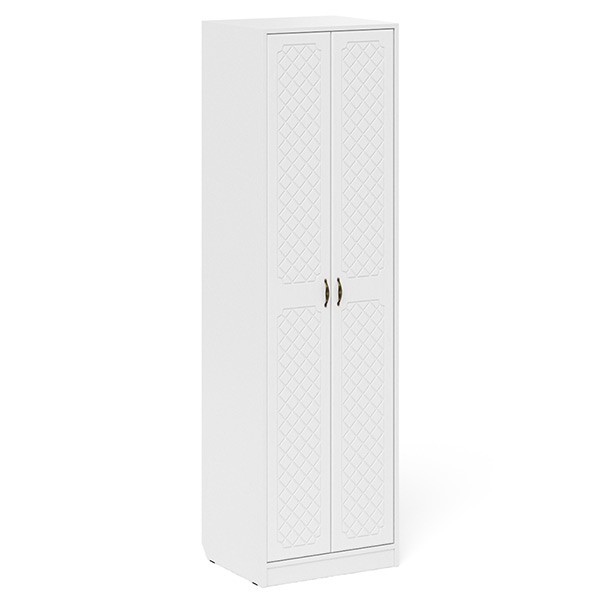 Прихожая П-6 Шкаф, цвет белая шагрень/фасады МДФ белое дерево фрезеровка ромб, ШхГхВ 60х50х210 см.