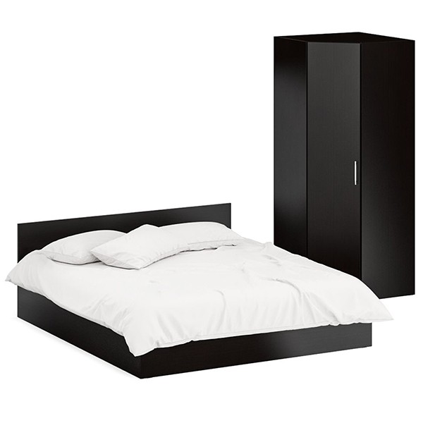 Кровать 1800 + Шкаф угловой Стандарт, цвет венге, ШхГхВ 183,5х203,5х70 + 81,2х81,2х200см., сп.м. 1800х2000 мм., без матраса, основание есть