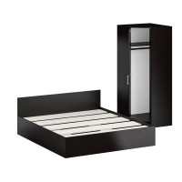 Кровать 1800 + Шкаф угловой Стандарт, цвет венге, ШхГхВ 183,5х203,5х70 + 81,2х81,2х200см., сп.м. 1800х2000 мм., без матраса, основание есть