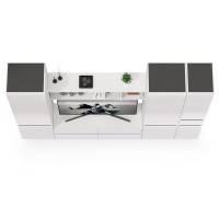 Сидней Комплектация № 027, цвет корпус: белый/чёрный/фасады: МДФ белый глянец, ШхГхВ 264,9х41,3х205,2 см., ниша для ТВ 129х41х98 см., универс. сборка