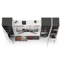 Сидней Комплектация № 027, цвет корпус: белый/чёрный/фасады: МДФ белый глянец, ШхГхВ 264,9х41,3х205,2 см., ниша для ТВ 129х41х98 см., универс. сборка