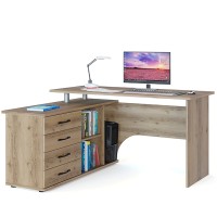 Стол компьютерный Сокол КСТ-109Л левый, цвет дуб делано, ШхГхВ 140х127х75 см., выдвижные ящики слева, стол компьютерный с тумбой