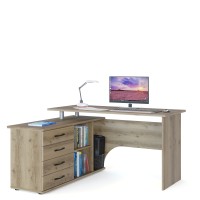 Стол компьютерный Сокол КСТ-109Л левый, цвет дуб делано, ШхГхВ 140х127х75 см., выдвижные ящики слева, стол компьютерный с тумбой