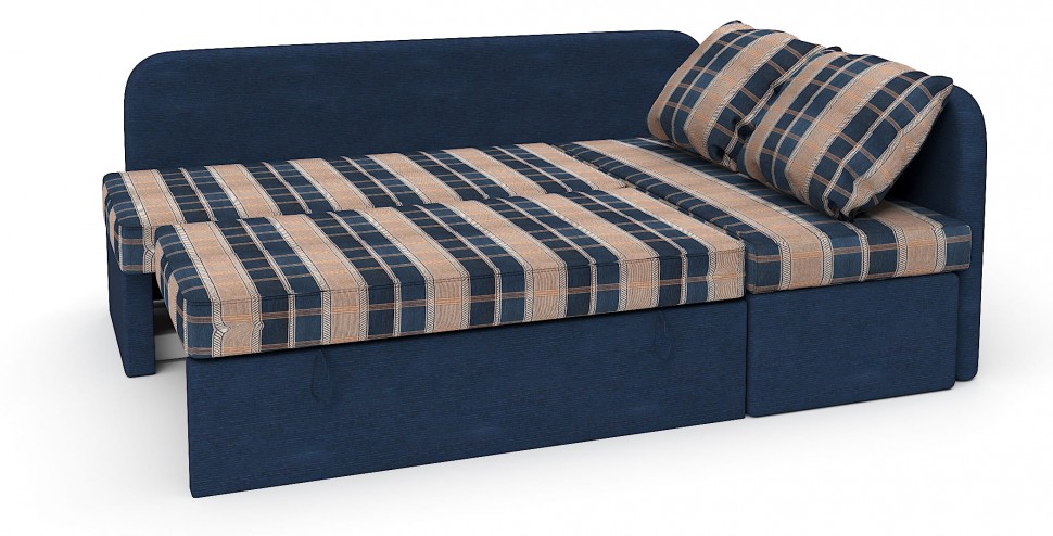 Диван угловой Берта дельфин синий/бежевый шенилл