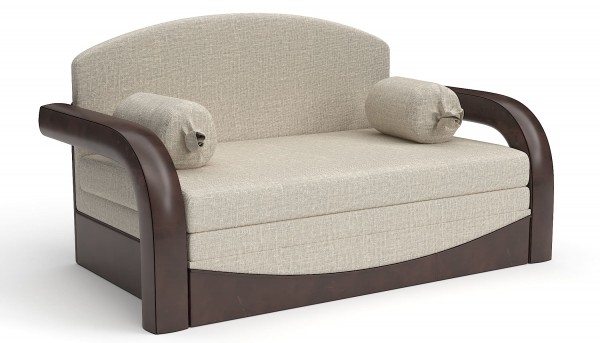 Диван выкатной Димочка БЕЖЕВАЯ РОГОЖКА +коричневая экокожа