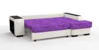 Диван угловой Брюссель Люкс экокожа белый + велюр фиолетовый