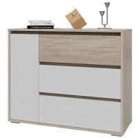 СНЯТО Мальта 4-4418дубсонрам.б-.МДФ Комод с ящиками и дверкой, цвет дуб сонома/рамух белый МДФ, ШхГхВ 110х44х90 см.