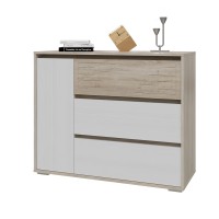 СНЯТО Мальта 4-4418дубсонрам.б-.МДФ Комод с ящиками и дверкой, цвет дуб сонома/рамух белый МДФ, ШхГхВ 110х44х90 см.