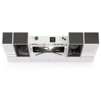 Сидней Комплектация № 028, цвет корпус: белый/чёрный/фасады: МДФ белый глянец, ШхГхВ 314,9х41,3х205,2 см., ниша для ТВ 129х41х98 см., универс. сборка