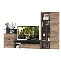 Трувор Гостиная 080, цвет дуб гранж песочный/интра, ШхГхВ 308,8х45,4х194,2 см., универсальная сборка