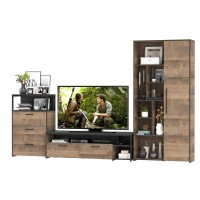 Трувор Гостиная 080, цвет дуб гранж песочный/интра, ШхГхВ 308,8х45,4х194,2 см., универсальная сборка