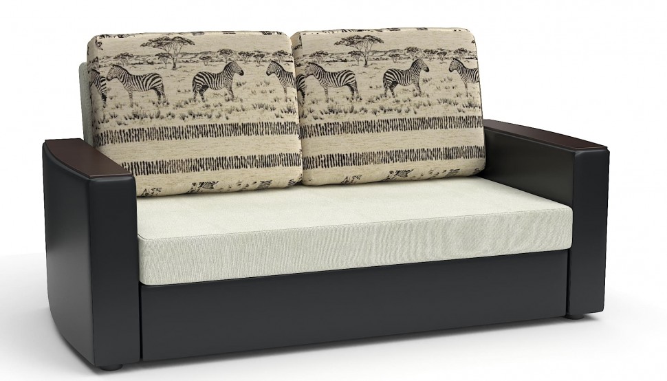 Диван прямой Майами (Дубай) белый велюр+черная экокожа